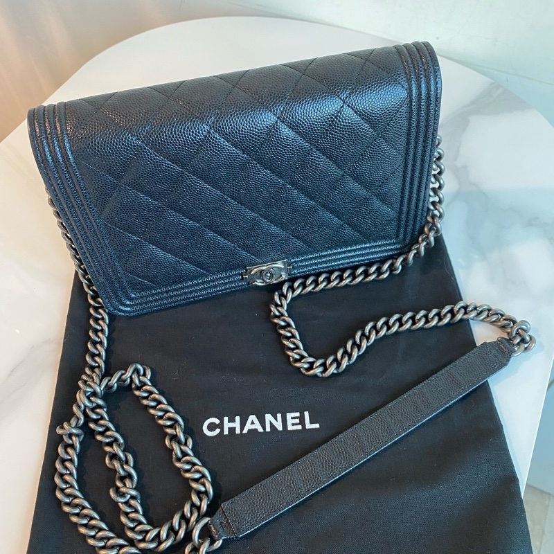 Chanel 黑銀荔枝皮leboy woc-2