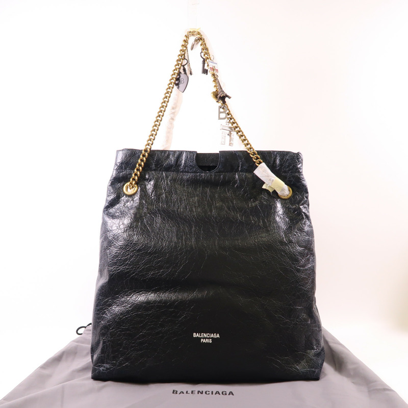 BALENCIAGA 羊皮皮革Crush Medium Tote Bag金扣肩背袋-13