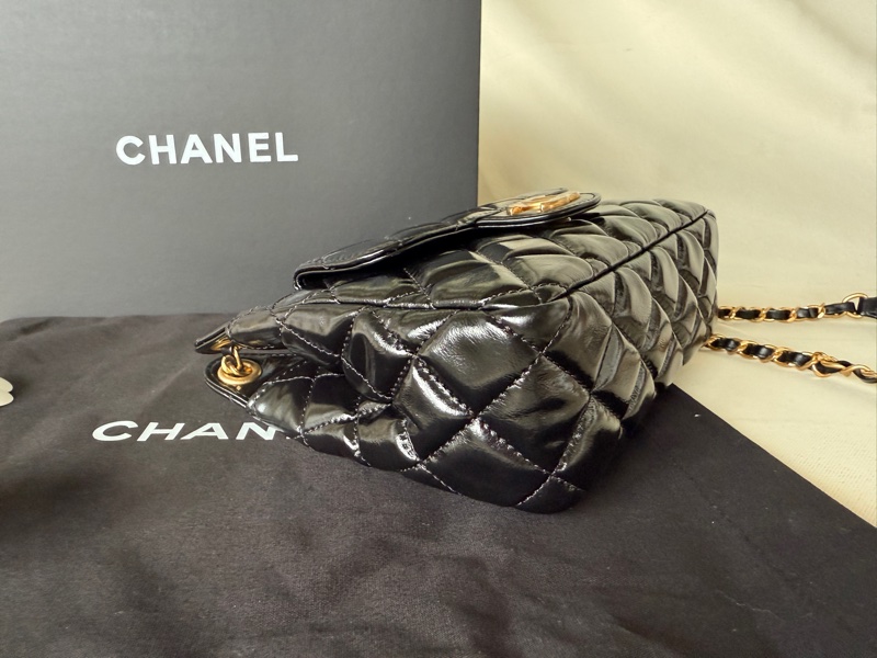 CHANEL 香奈兒23C天貓精靈黑金 Hobo 小號斜挎包|油蠟牛皮-13