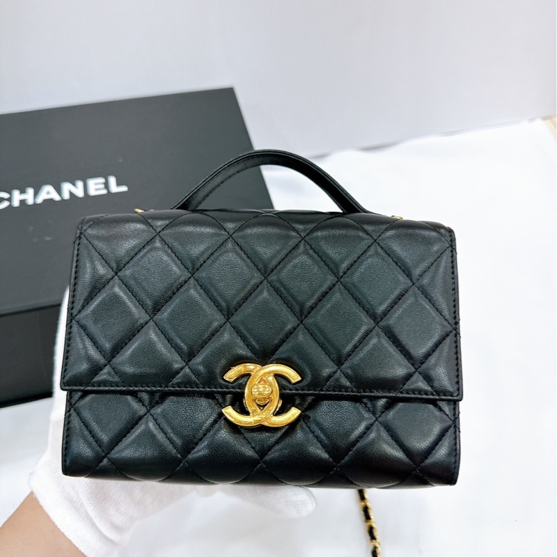 莉亞精品♡Chanel AS2796 金磚手提斜背包 九新-3