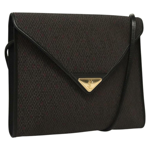 SAINT LAURENT 帆布單肩包 紫金色 正品 sw211
