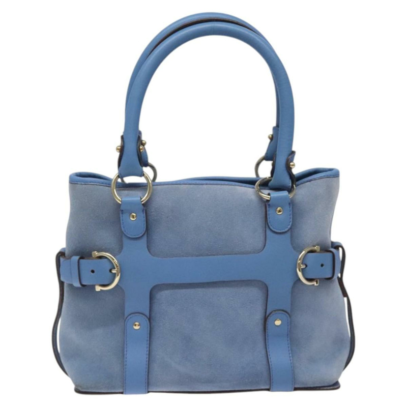 【日本直送】Salvatore Ferragamo 手提包 絨面革 藍色 正品 116614-12