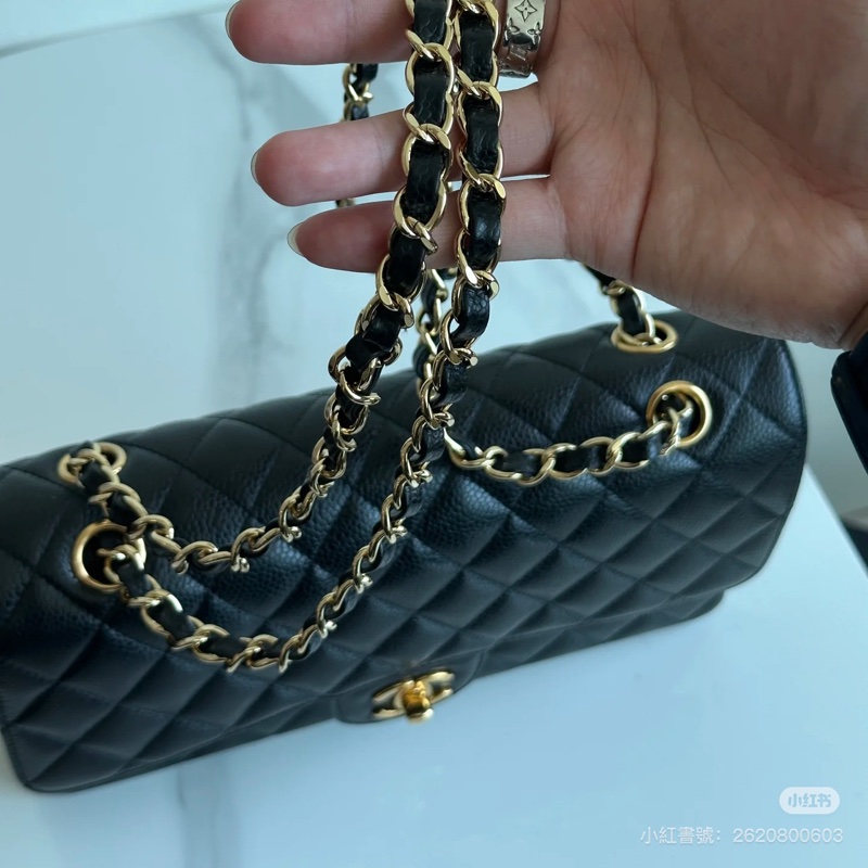 已售出）Chanel Cf25黑金荔枝牛皮 23年芯片款🖤近新全配 只要2️⃣4️⃣❗️專櫃漲到38w還斷貨😭-12