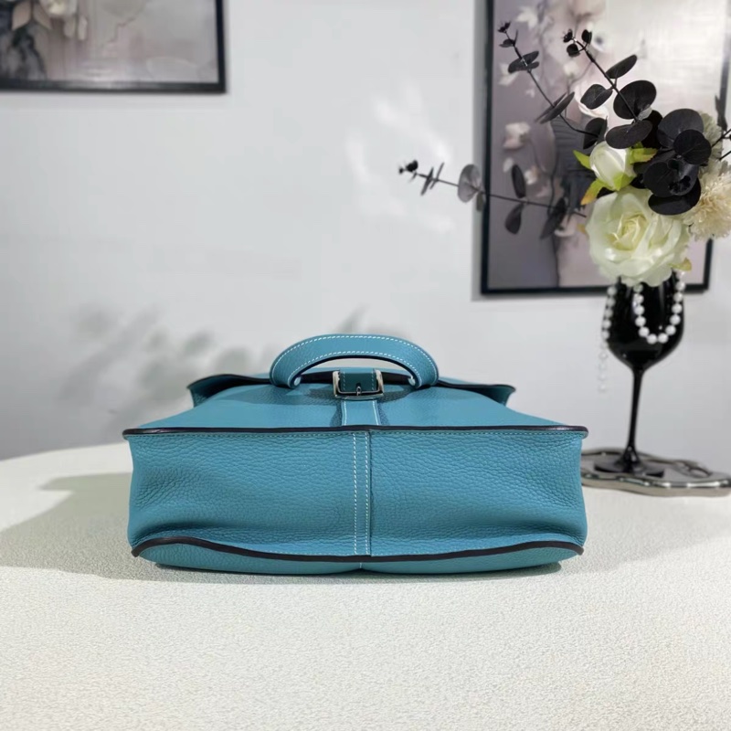 💓🎠 HERMES/愛馬仕Halzan天空藍Togo皮銀扣T刻-3