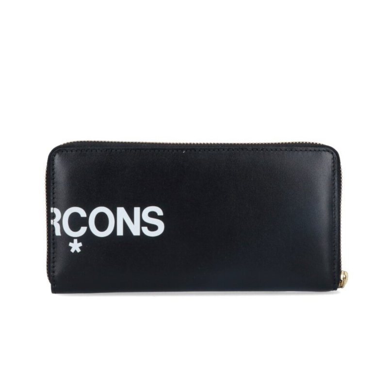 【Comme Des Garcons CDG】Huge Logo 皮革 拉鍊 皮夾 卡夾 零錢包 長夾 黑色-4