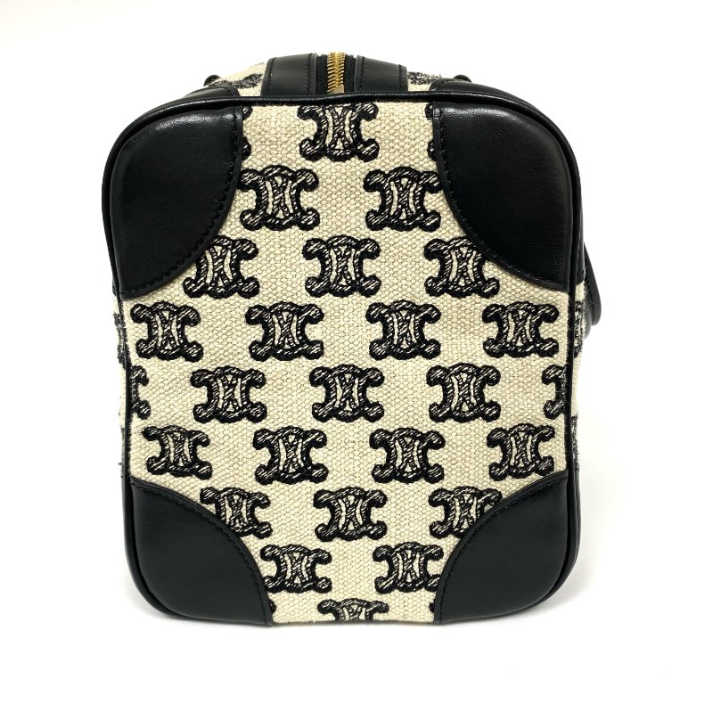 △ Celine 思琳 Small Boston Triomphe Beige Canvas Black Calfskin 2way Bag 193652 小型米色帆布黑色小牛皮波士頓兩用袋 - 257002912-5