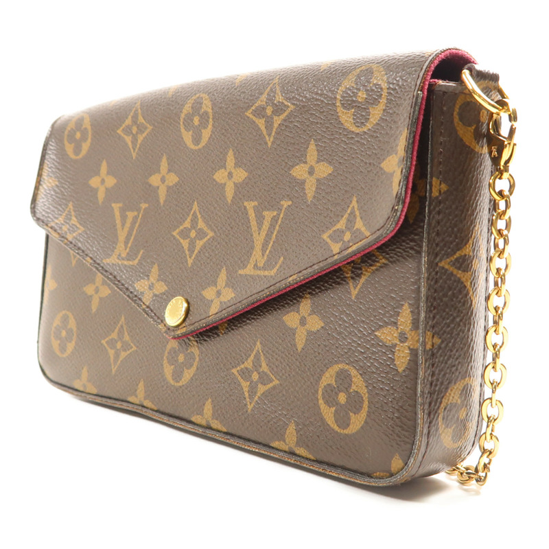 LOUIS VUITTON Monogram Pochette Felicie金扣鏈帶肩背袋棕色-2