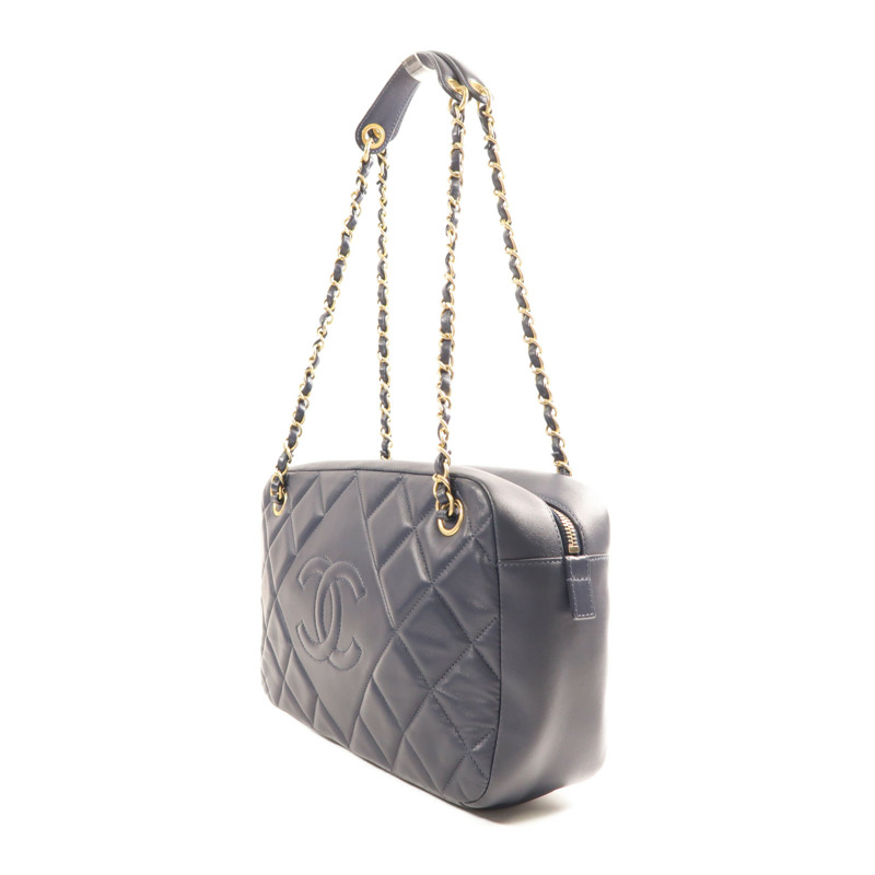 CHANEL 牛皮皮革Chain Shoulder 鏈帶金扣肩背袋-2