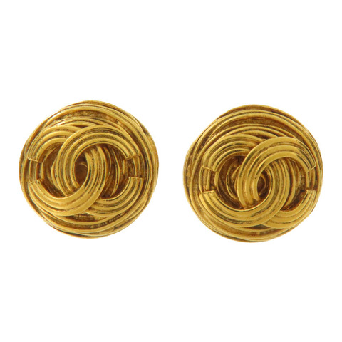 CHANEL 金屬Co Co Mark夾式耳環