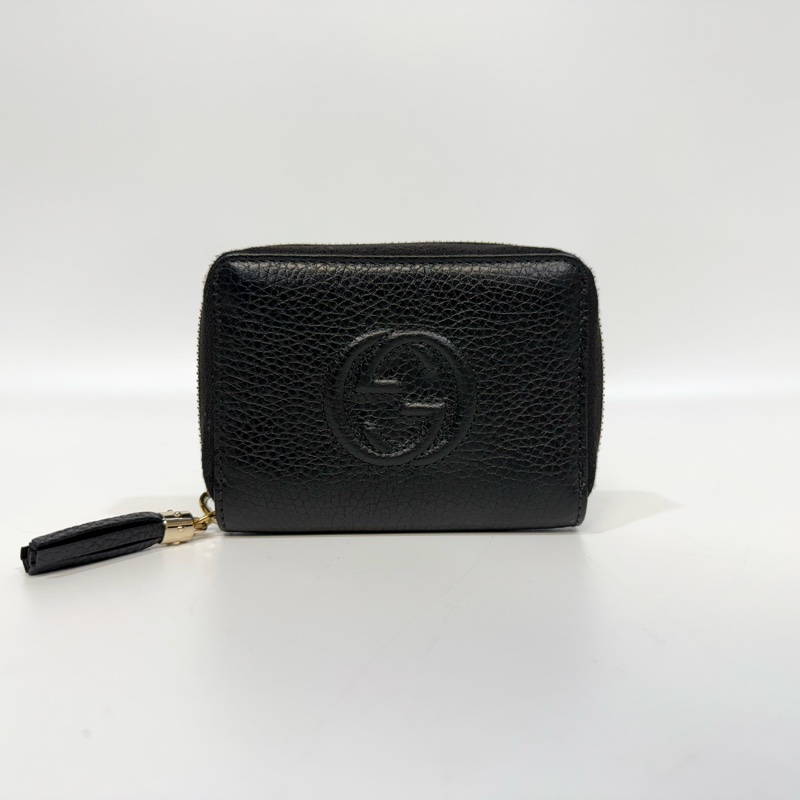 GUCCI零錢包黑色牛皮雙G SOHO拉鍊零錢包598209-5