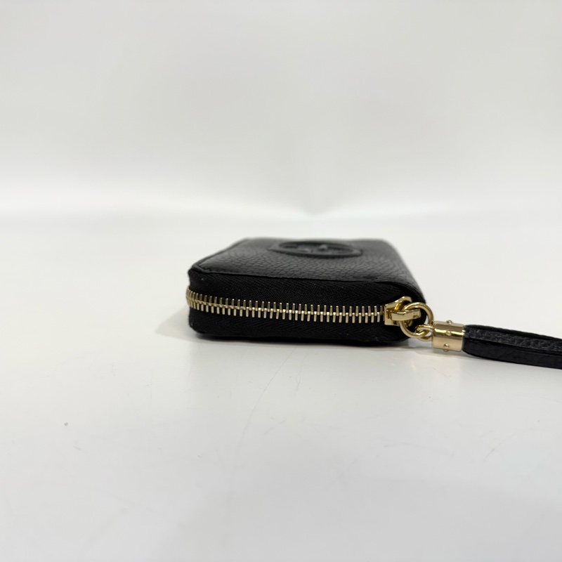 GUCCI零錢包黑色牛皮雙G SOHO拉鍊零錢包598209-13