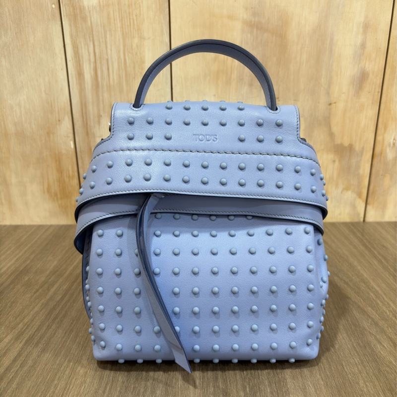 TODS WAVE MINI 水 藍 全皮 豆豆 手提包 肩背包 斜背包 後背包 palm-0