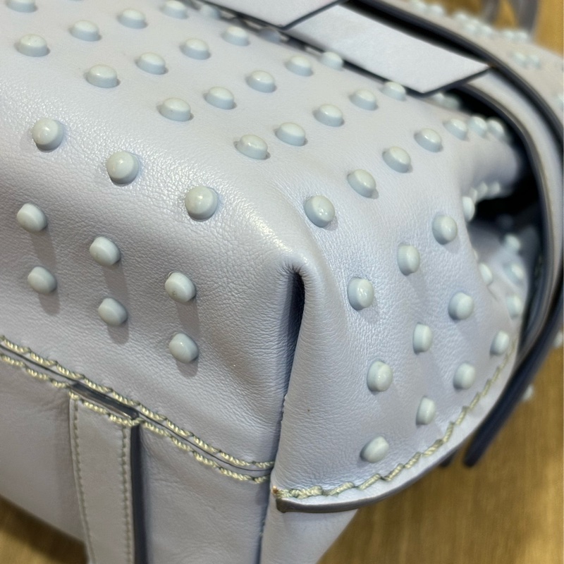 TODS WAVE MINI 水 藍 全皮 豆豆 手提包 肩背包 斜背包 後背包 palm-13