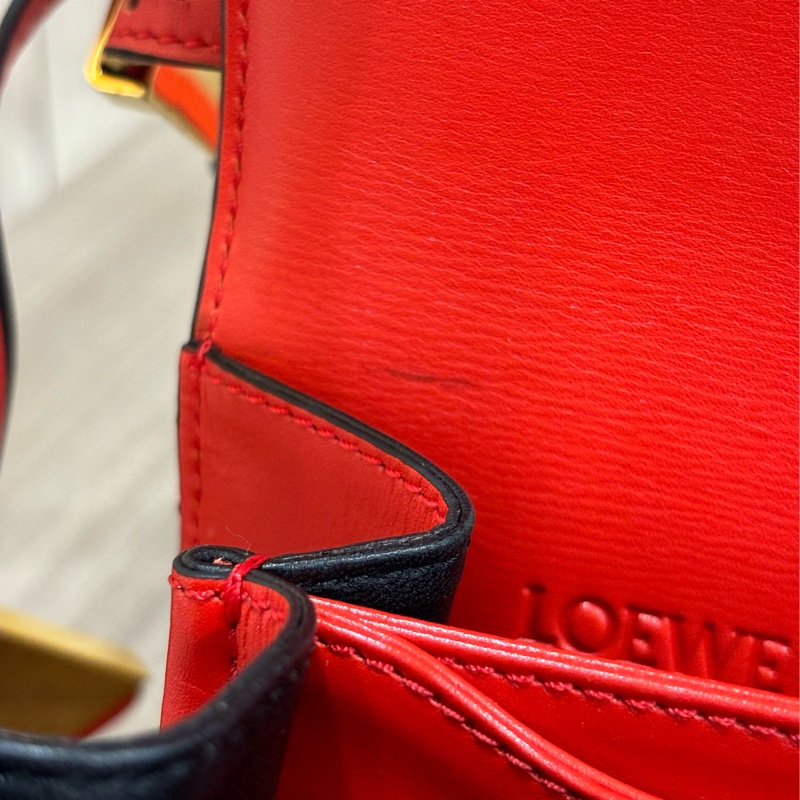 LOEWE Barcelona 牛皮 巴塞隆納 珊瑚紅 手拿包 肩背包 斜背包 中款-18