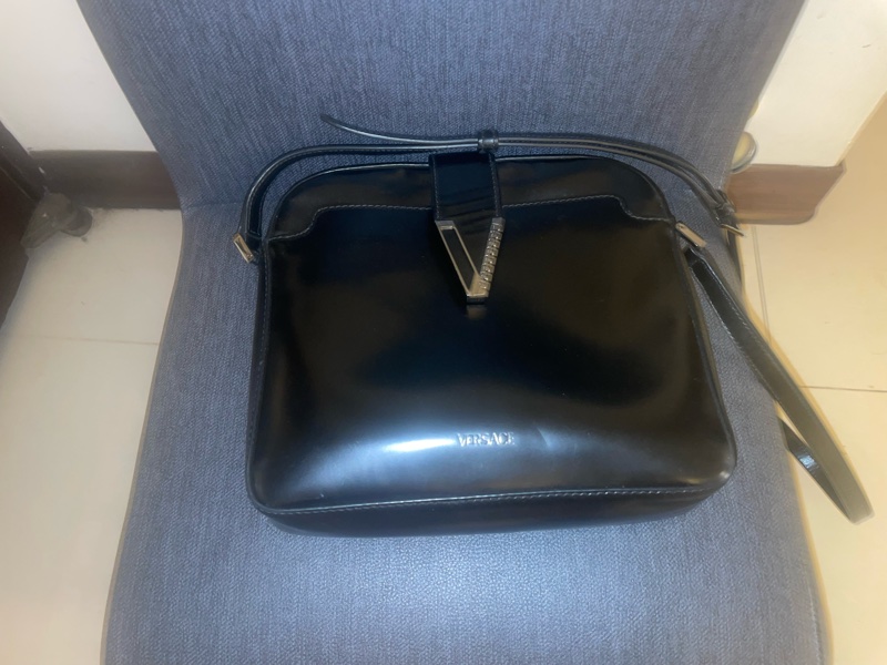 Versace全牛皮男士#肩背包#郵差包#二手專櫃正品 義大利製-0