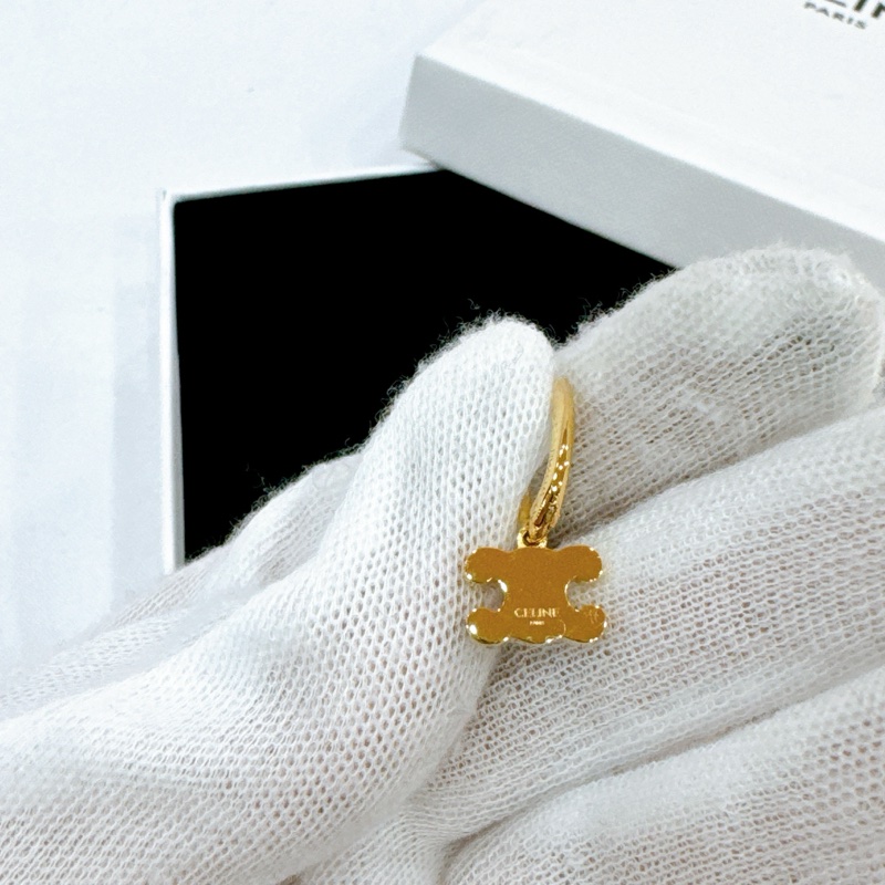 🧚🏻♀️莉亞精品♡Celine 水鑽Logo垂吊耳環 全新🧚🏻♀️-3