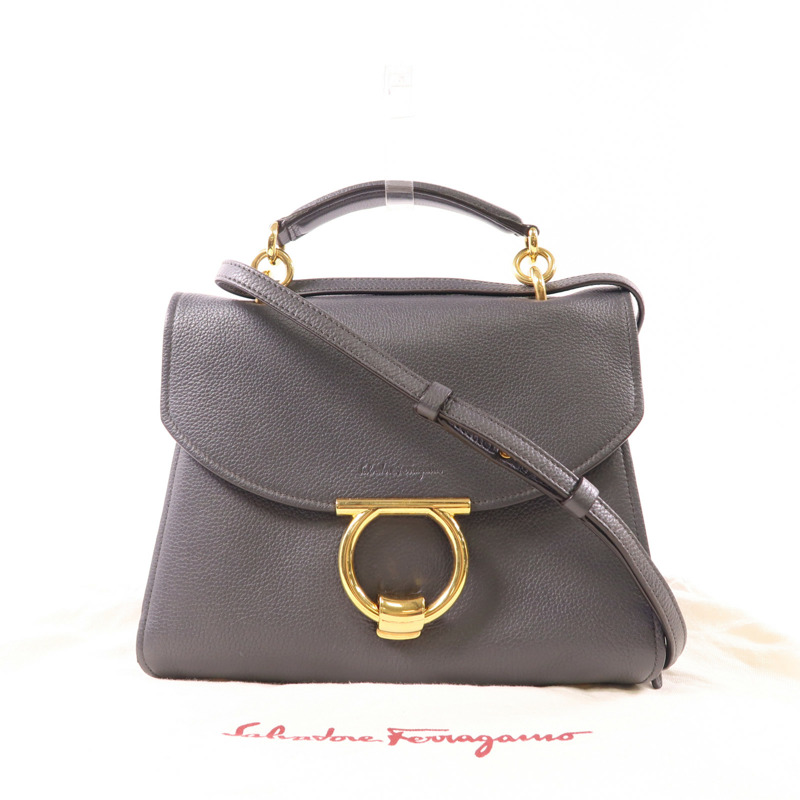 Salvatore Ferragamo 牛皮皮革2 Way Shoulder金扣手挽肩背兩用袋-12