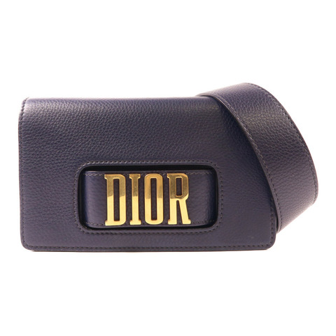 Dior 牛皮皮革Shoulder Bag金扣肩背袋藍色