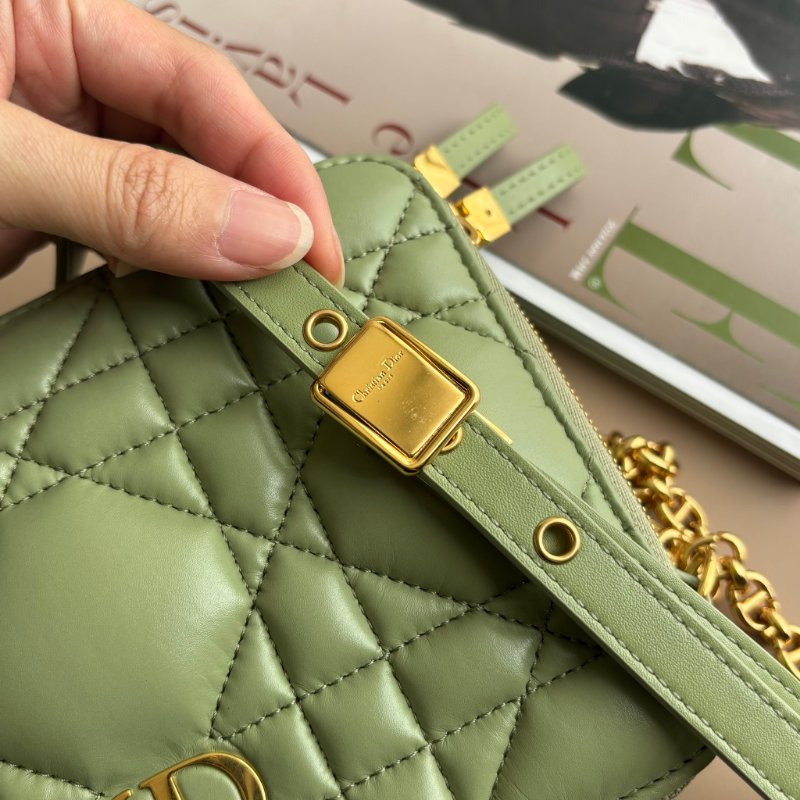 ::Christian Dior:: Dior Caro 牛油果綠大藤格紋方形手袋 斜背包 手提包-19