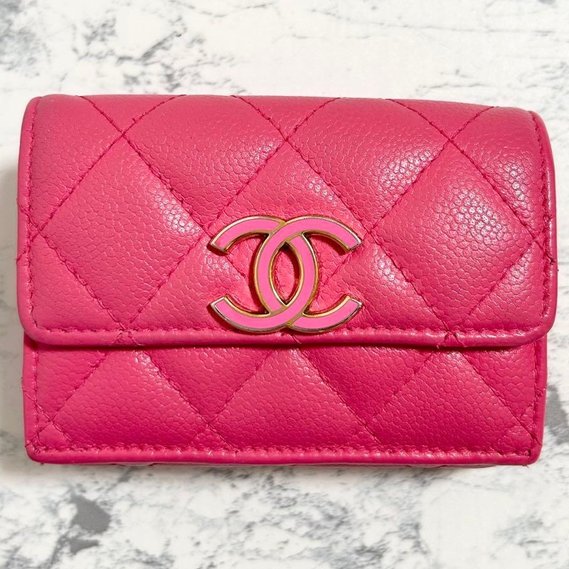 ✨稀有小香✨Chanel｜香奈兒質感芭比粉短夾✦fufu style精品✦氣質款｜二手名牌包｜皮夾錢包長夾-0