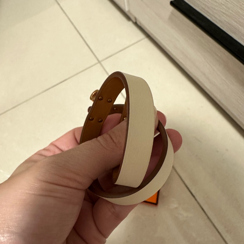 全新 Hermes Mini Kelly Double Tour手環 尺寸:T1 奶油白-5