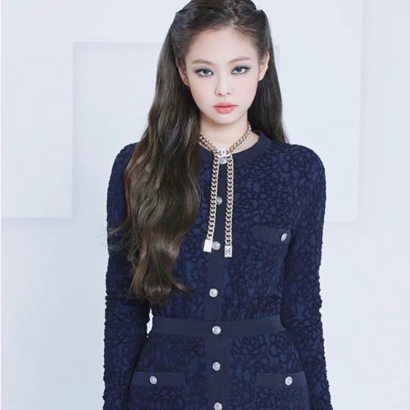 Chanel香奈兒B21 淺金色滿鑽粗鏈條勾釦項鍊 王一博、jenny同款-8