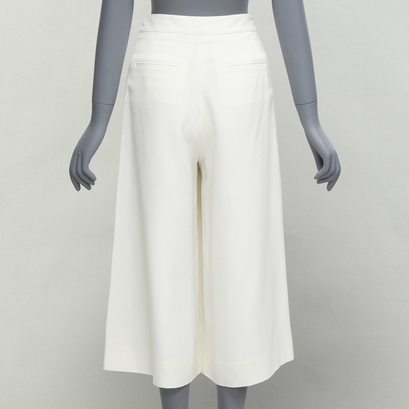 STELLA MCCARTNEY 2017 white silk lined front pleats culotte pants IT34 XXS-4