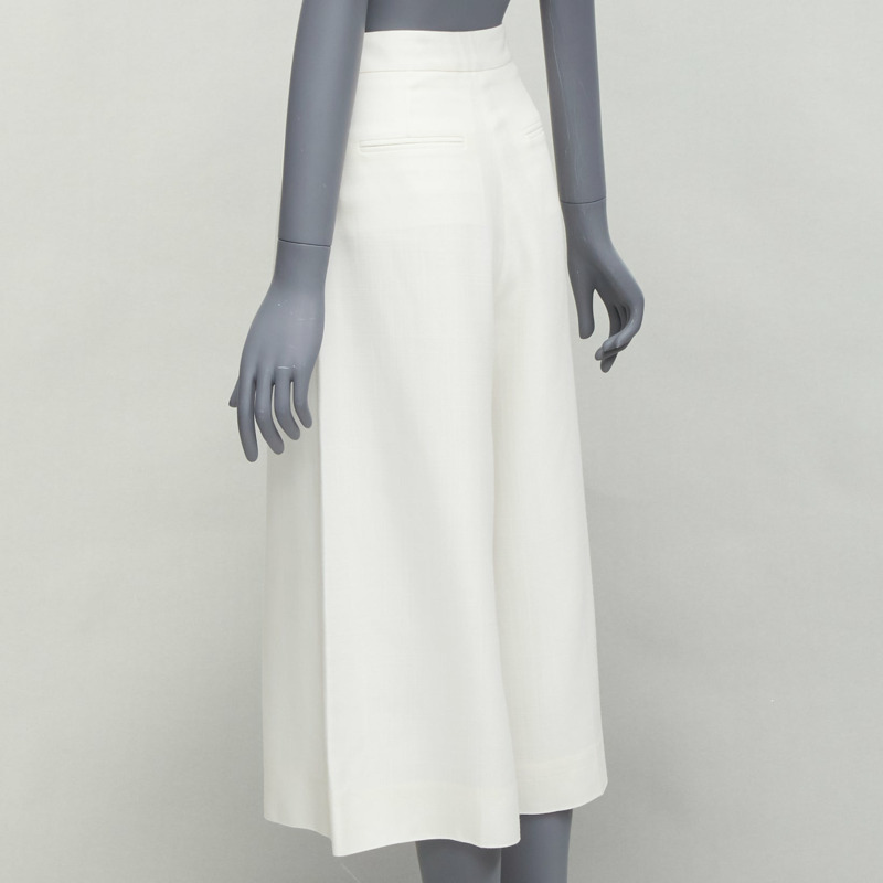 STELLA MCCARTNEY 2017 white silk lined front pleats culotte pants IT34 XXS-5