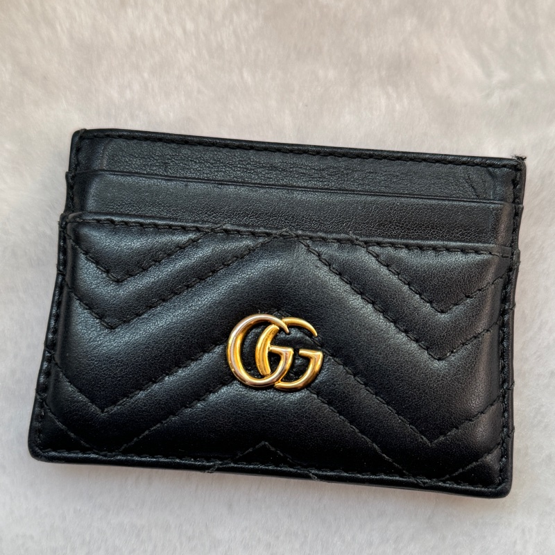 GUCCI GG Marmont 卡夾 卡包 黑金色-6