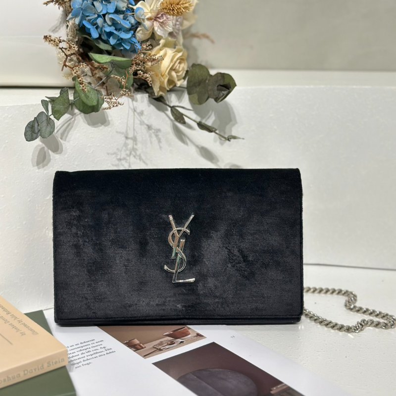 YSL Velvet kate WOC - 黑銀-0