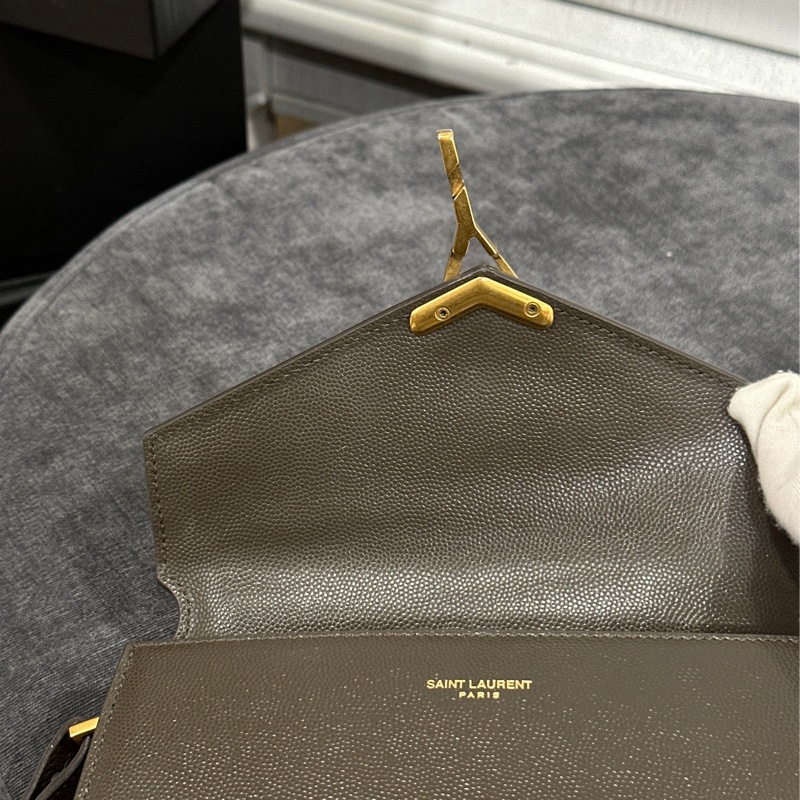 YSL Cassandra mini大象灰金扣荔枝牛皮斜挎郵差包 🈶購證五金帶膜🉑送禮-20