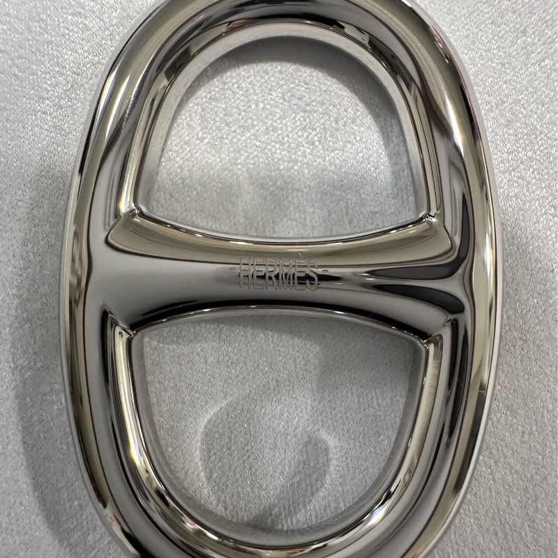 Hermes豬鼻絲巾扣環 銀 Chaine d'Ancre 90絲巾扣-1