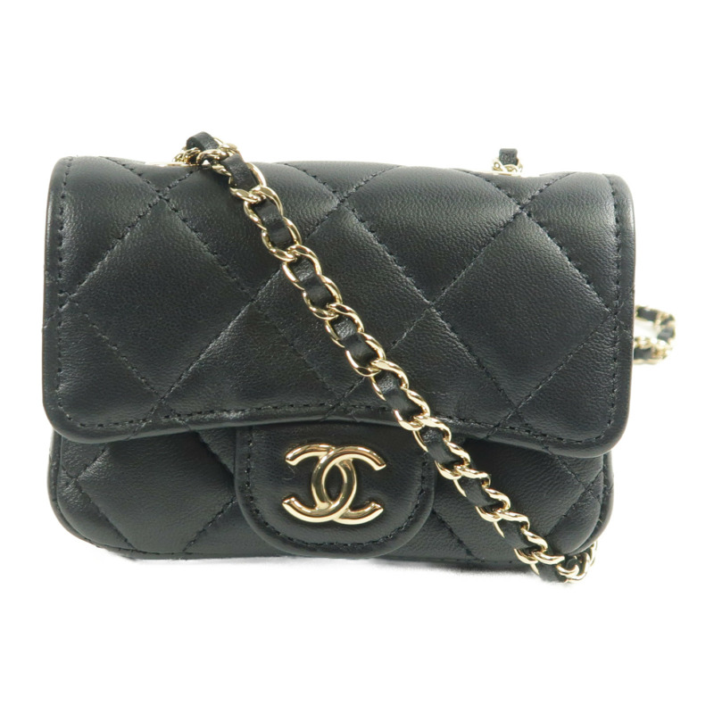 CHANEL 羊皮皮革Mini Bag金扣鏈帶肩背袋-0