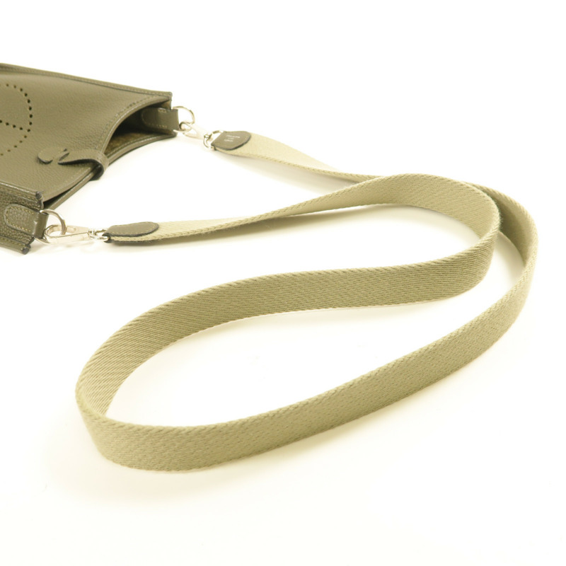 HERMES Clemence皮革Evelyne TPM銀扣肩背袋Vert Maquis-8