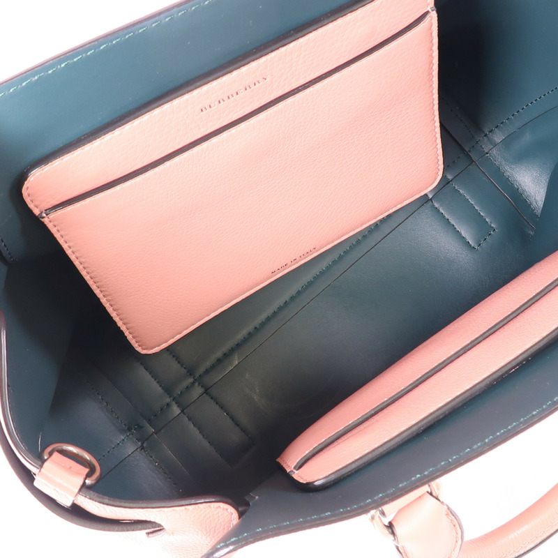 BURBERRY 牛皮皮革2 Way Shoulder銀扣手挽肩背兩用袋-4