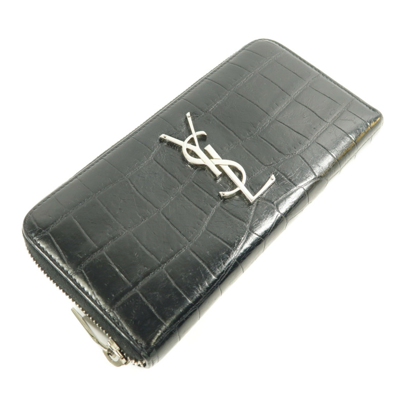 SAINT LAURENT 牛皮皮革Long Wallet銀扣長錢包-3
