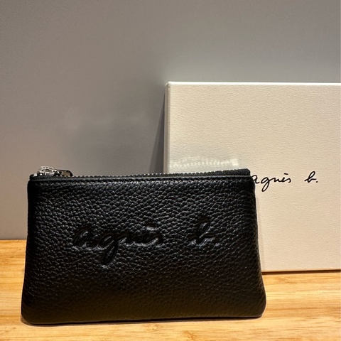 agnès b. 黑色皮革零錢包