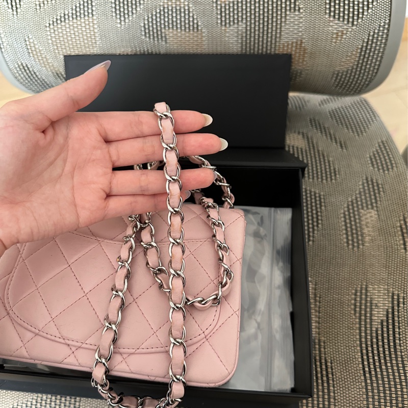 Chanel經典粉色方胖子 mini cf17-15