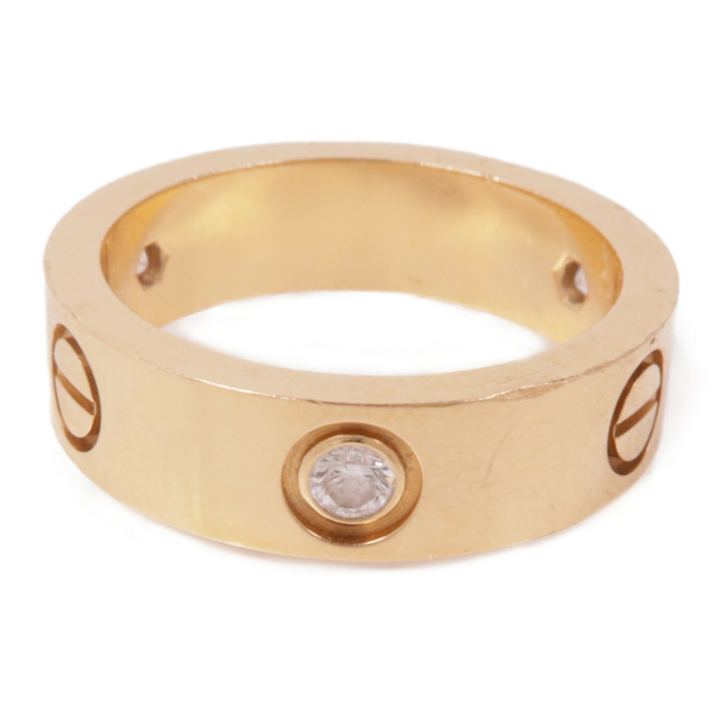 CARTIER 18K玫瑰金Love Ring 3 Diamonds鑽石戒指Cartier#54/US#6.75-1