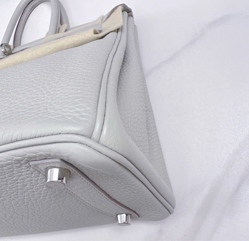 愛馬仕birkin25珍珠灰銀扣togo皮 配件:鎖具 鑰匙 框O刻 後貼金屬膜-2