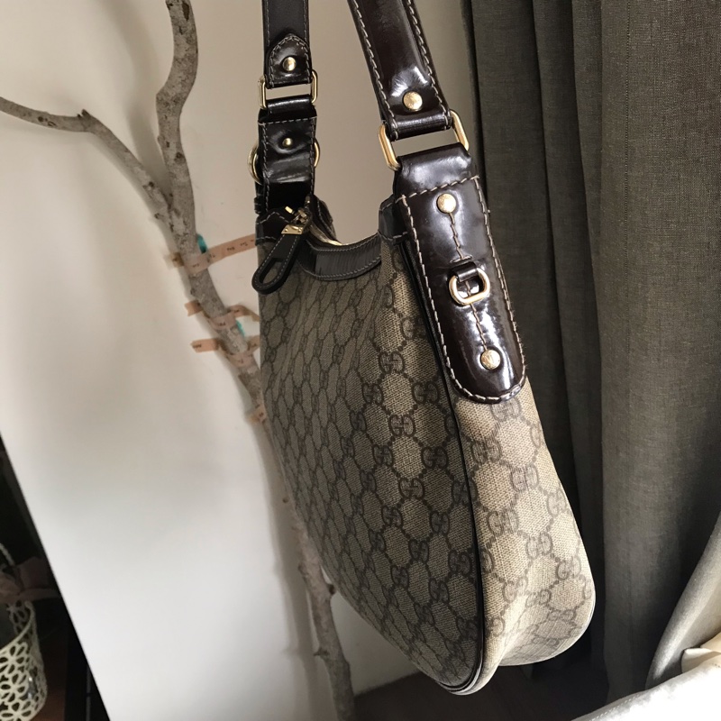 Gucci 半月包/腋下包/手提包/肩背包/側背包🧸GG老花字紋🧸正品🧸況好🧸自➕肩帶🉑️肩背/側背/斜背🍭vintage-9