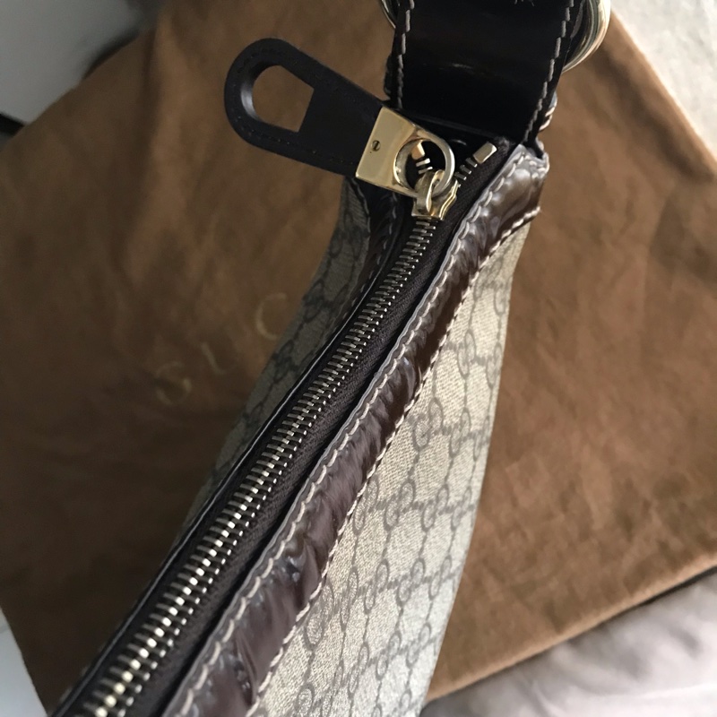 Gucci 半月包/腋下包/手提包/肩背包/側背包🧸GG老花字紋🧸正品🧸況好🧸自➕肩帶🉑️肩背/側背/斜背🍭vintage-53