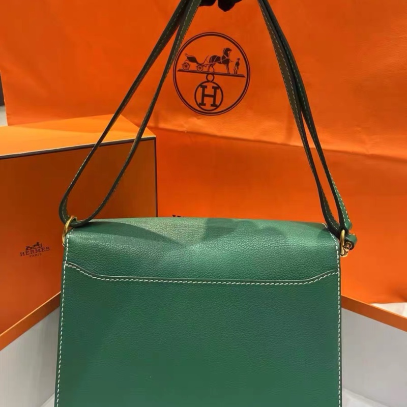 愛馬仕 Hermes roulis 豬鼻子23絲絨綠 金扣 A刻 23cm x19cm-4