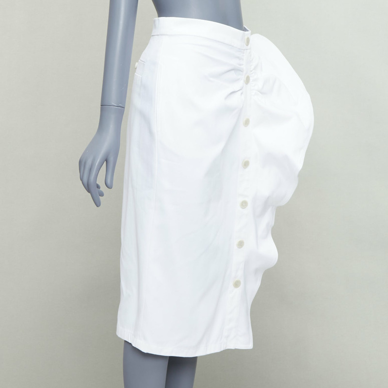 MAX MARA SFILATA white cotton asymmetric ruffles button skirt IT36 XXS-2