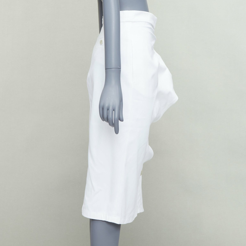MAX MARA SFILATA white cotton asymmetric ruffles button skirt IT36 XXS-3
