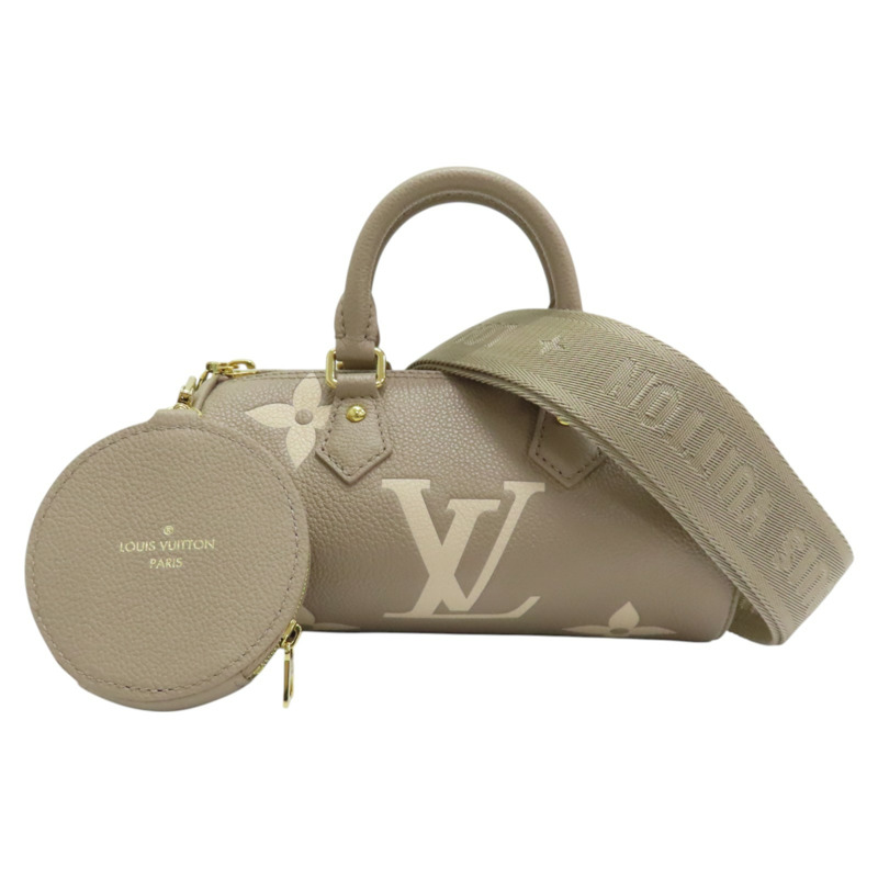 【再降價】斑鳩灰色 奶油色 原花 牛皮 壓紋 Papillon BB 兩用包【LOUIS VUITTON LV 路易威登】 M46031-0