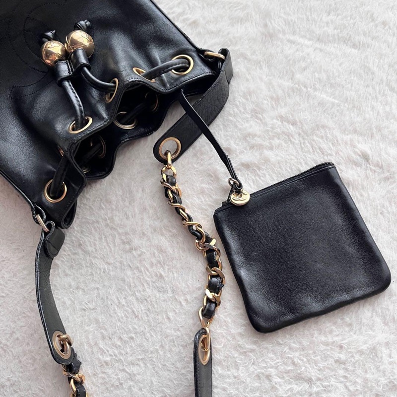 Chanel 老香真皮小水桶｜經典不敗款✦fufu style精品✦ 二手香香包｜Vintage入門首選 斜背包｜單肩包-40