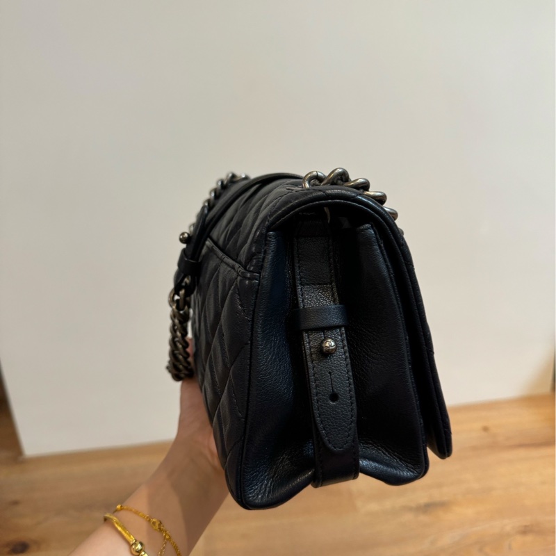 CHANEL 孟買系列 牛皮 菱格 黑銀CF 黑色 鍊條包 斜背包 肩背包 側背包 手提包-22