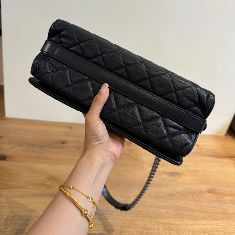 CHANEL 孟買系列 牛皮 菱格 黑銀CF 黑色 鍊條包 斜背包 肩背包 側背包 手提包-25