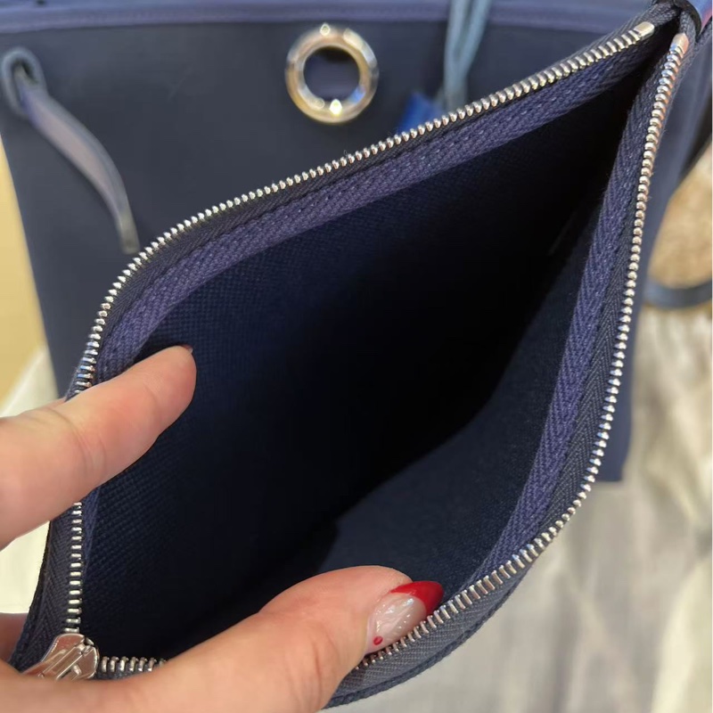 Hermes愛馬仕 Herbag31内缝帆布拼皮 78深海蓝拼73寶石藍 銀扣 U刻-15